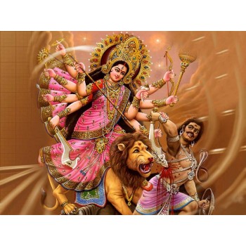 Goddess Durga defeats Mahishasura