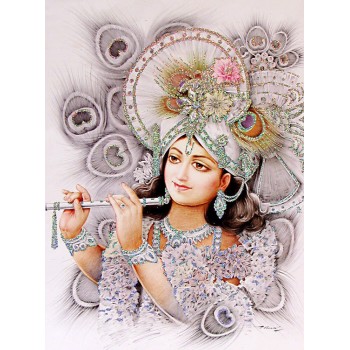 Krishna in glitter background