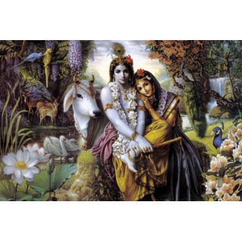 Radhakrishna with animals and birds