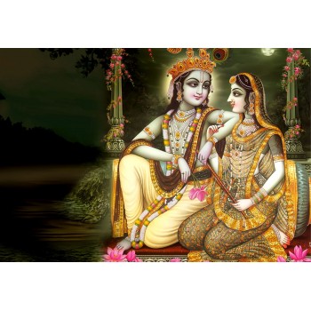Lord Krishna & Radha at moonlight