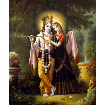 Lord Radhakrishna in garden