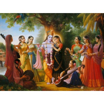 Lord Krishna and Radha with Gopis