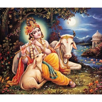 Lord Krishna with the cows