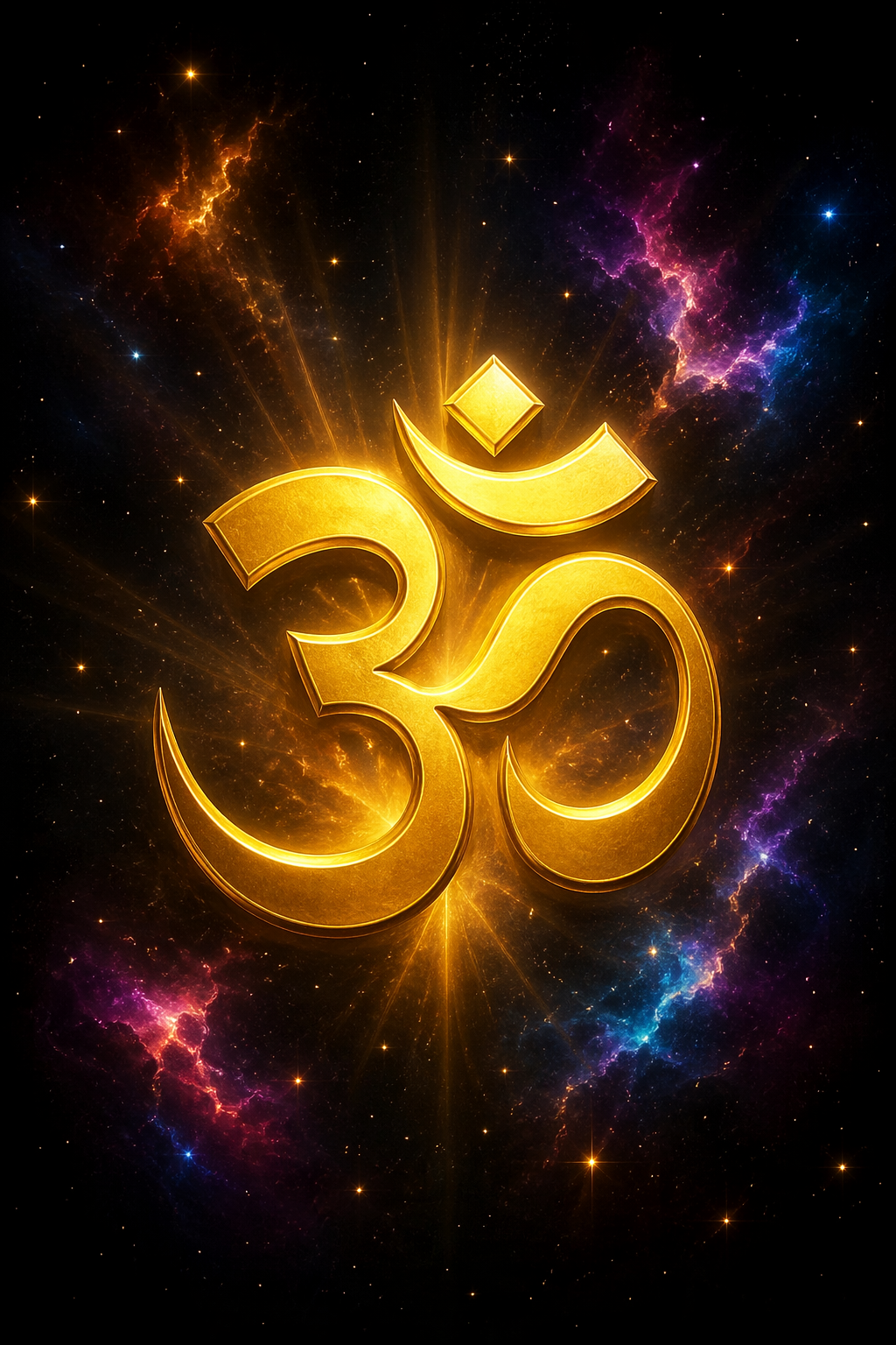 Golden Om Symbol — Cosmic Galaxy Background HD Wallpaper
