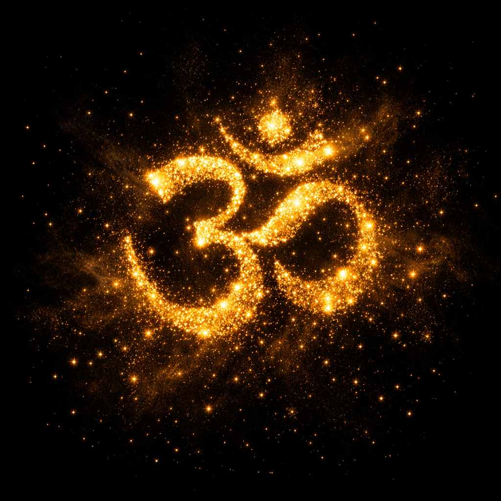 Om Golden Particle Cloud — Sacred Energy HD Wallpaper