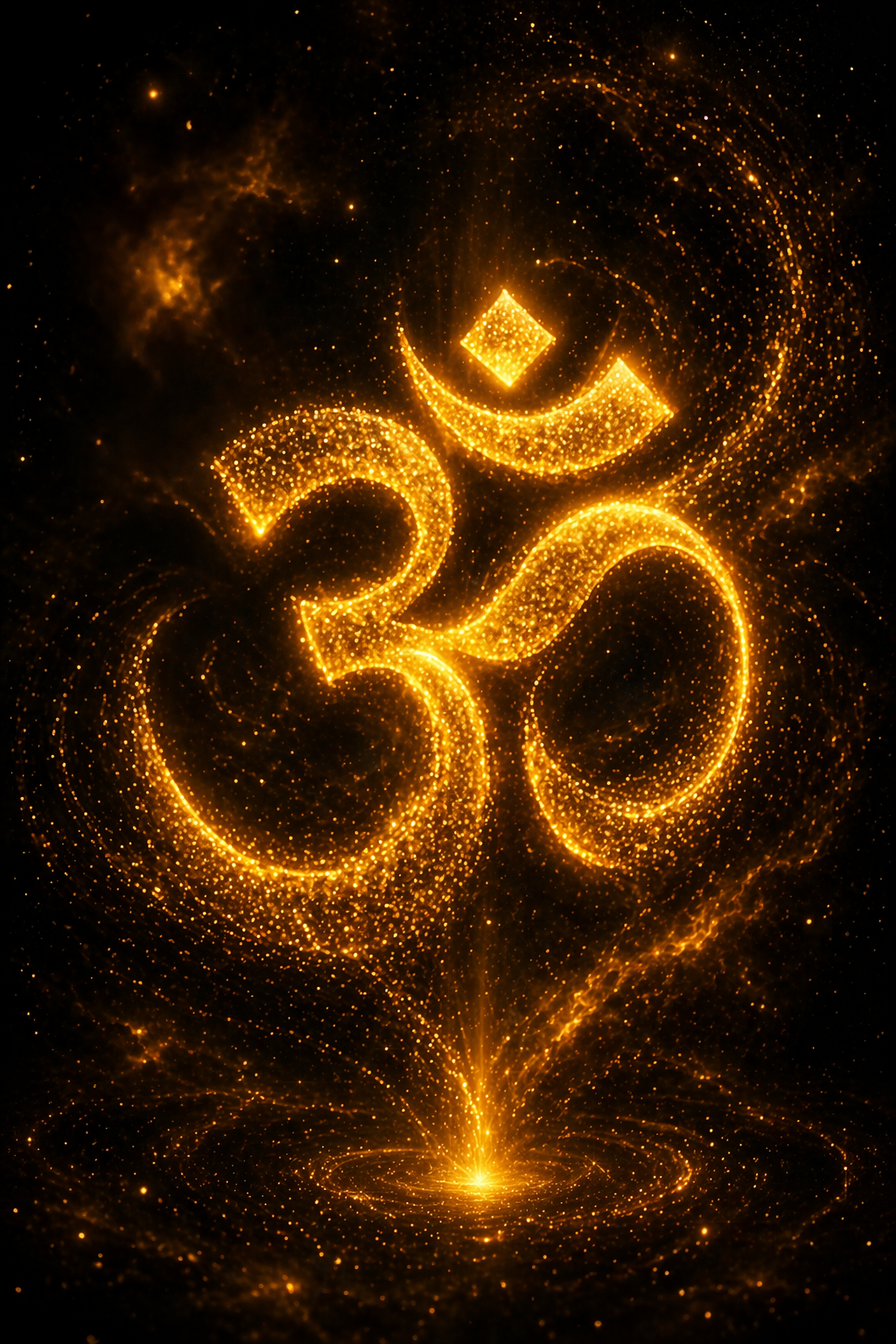 Om Symbol Formed by Golden Particles — Dark Void HD Wallpaper