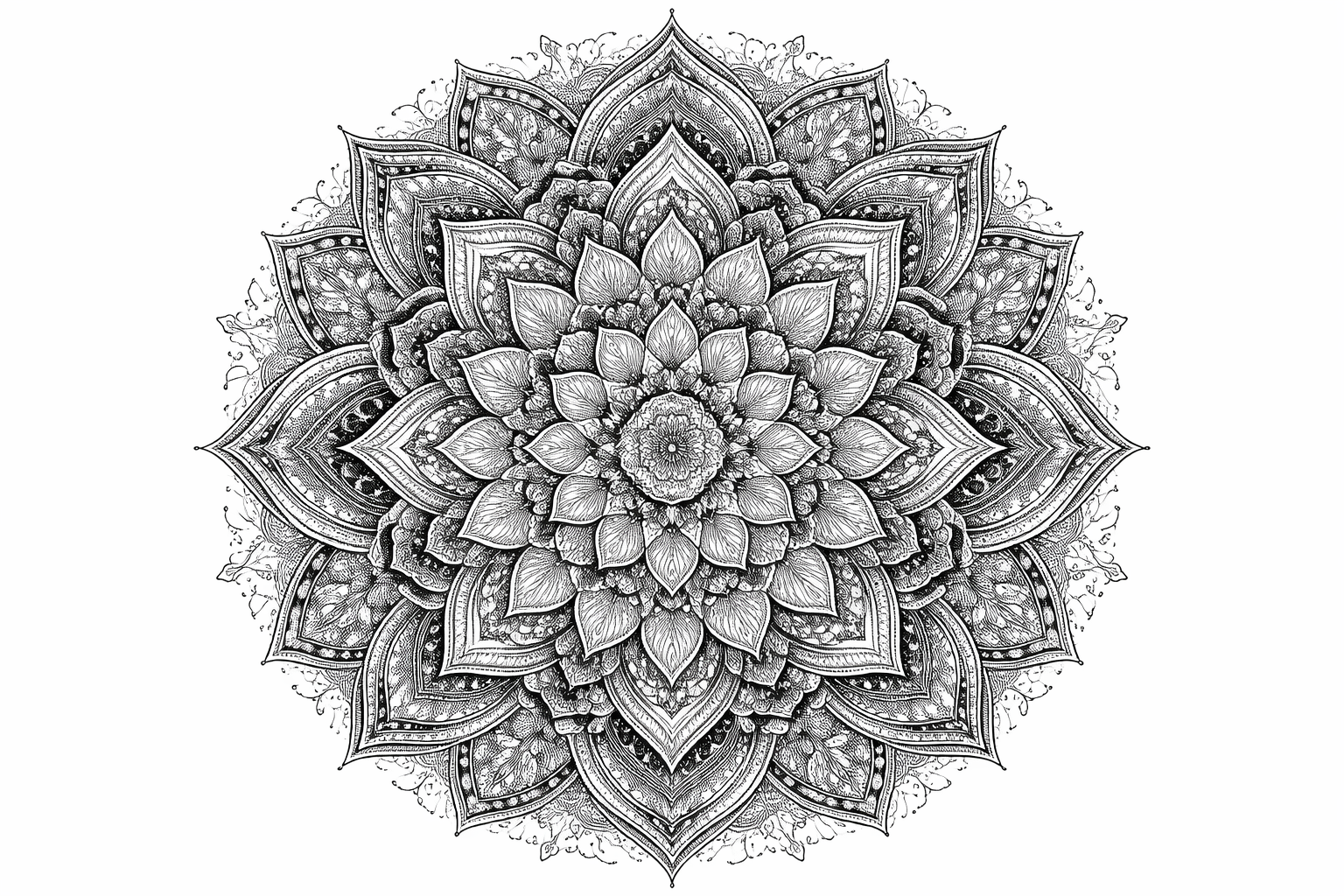 Black and White Mandala β Intricate Line Art Design