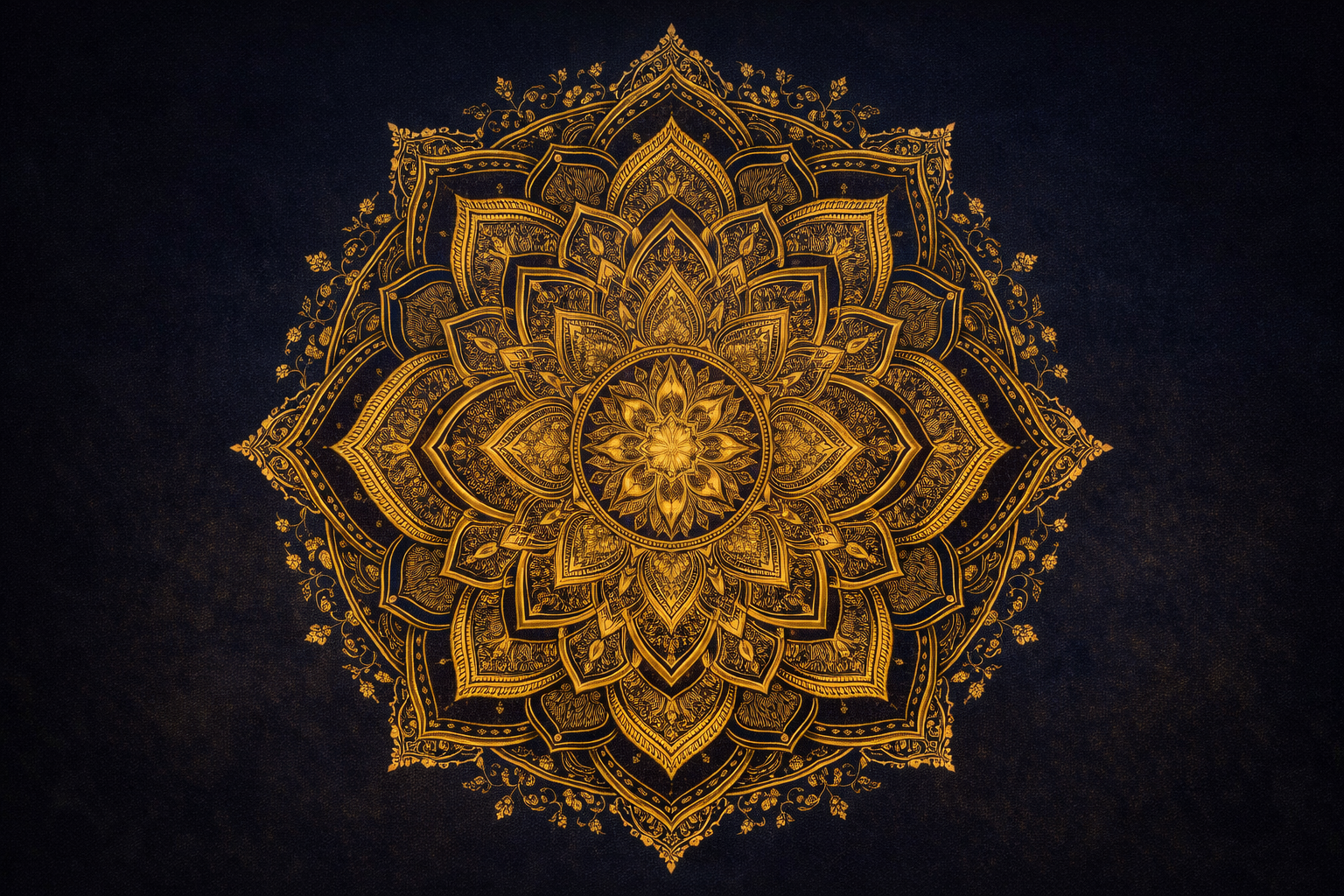 Golden Mandala on Deep Navy Blue β Sacred Geometry Wallpaper