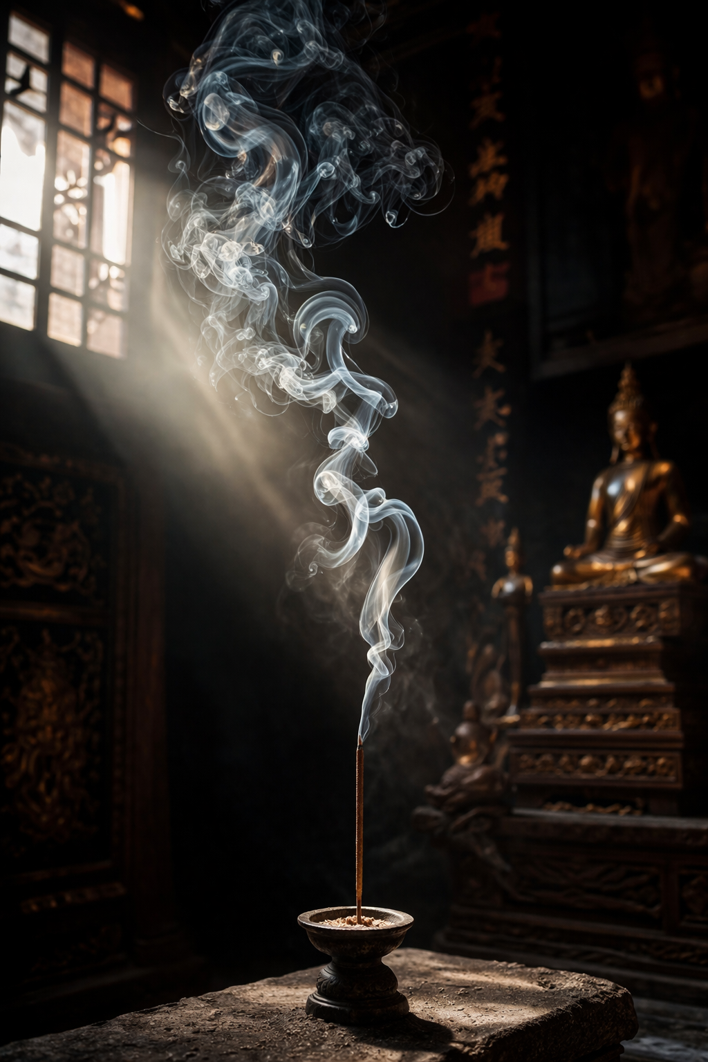 Incense Smoke Spiral — Temple Light Meditation Variant