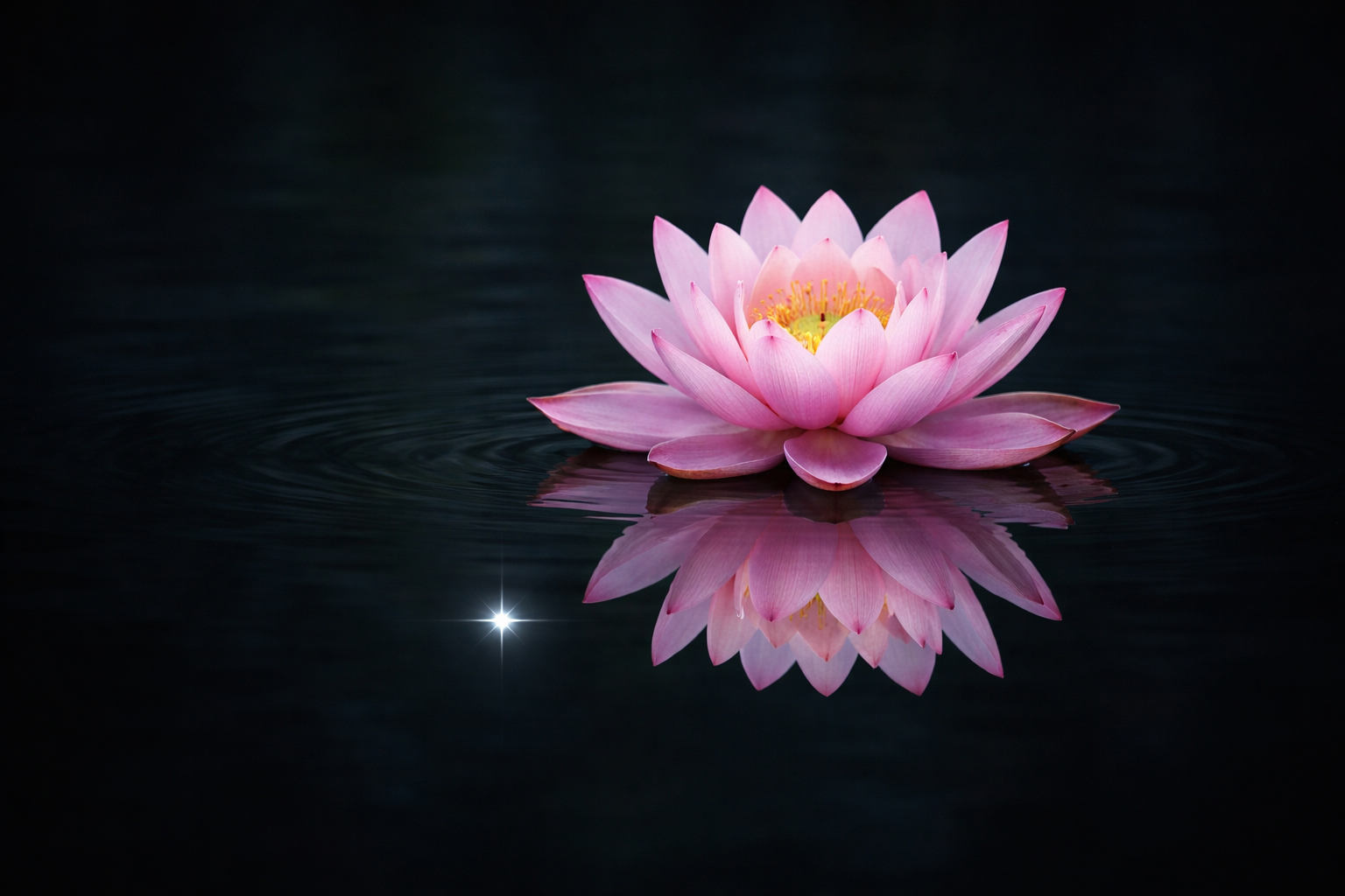 Pink Lotus on Still Dark Water — Minimalist Meditation