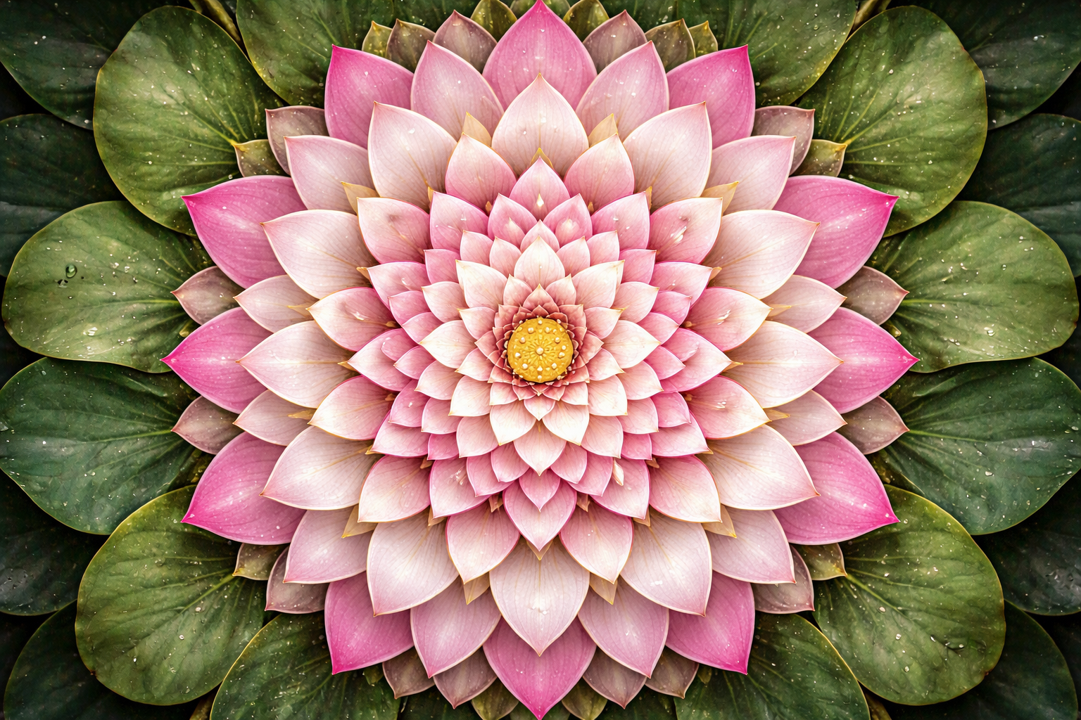 Lotus Petal Mandala β Pink and White with Golden Accents