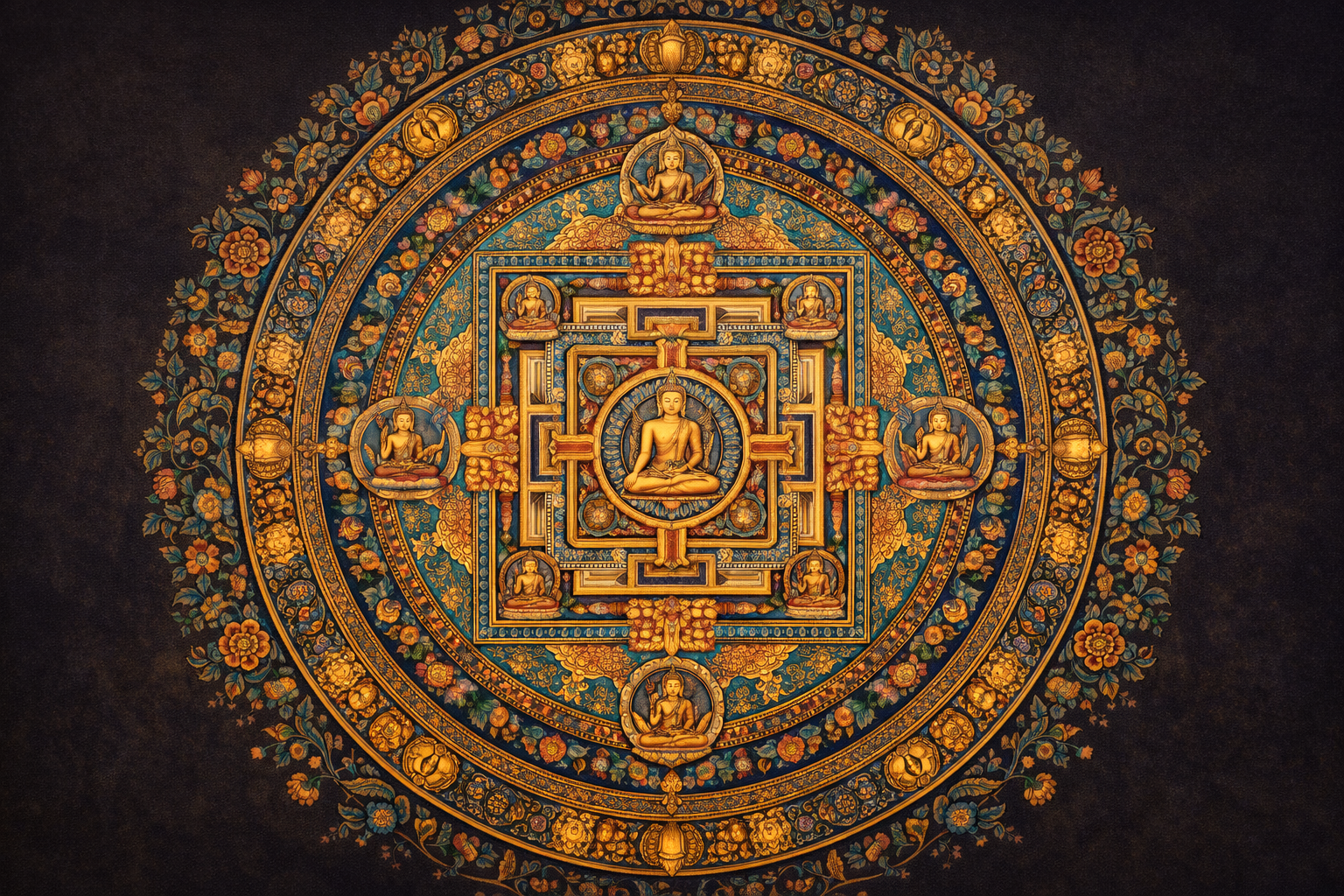 Tibetan Mandala β Traditional Thangka Painting with Sacred Geometry