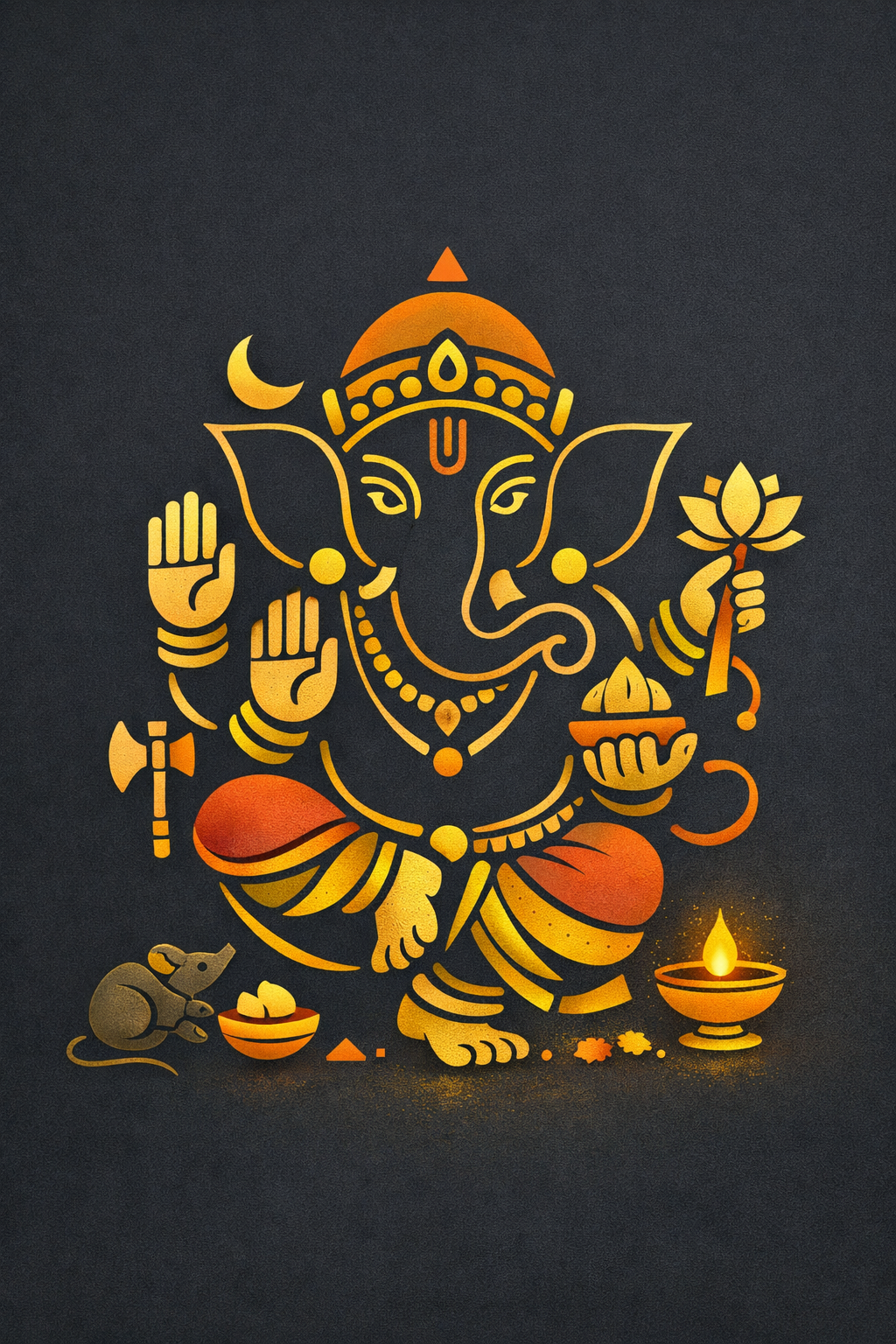 Ganesha -- Modern Art Golden Silhouette Minimal Design HD Wallpaper