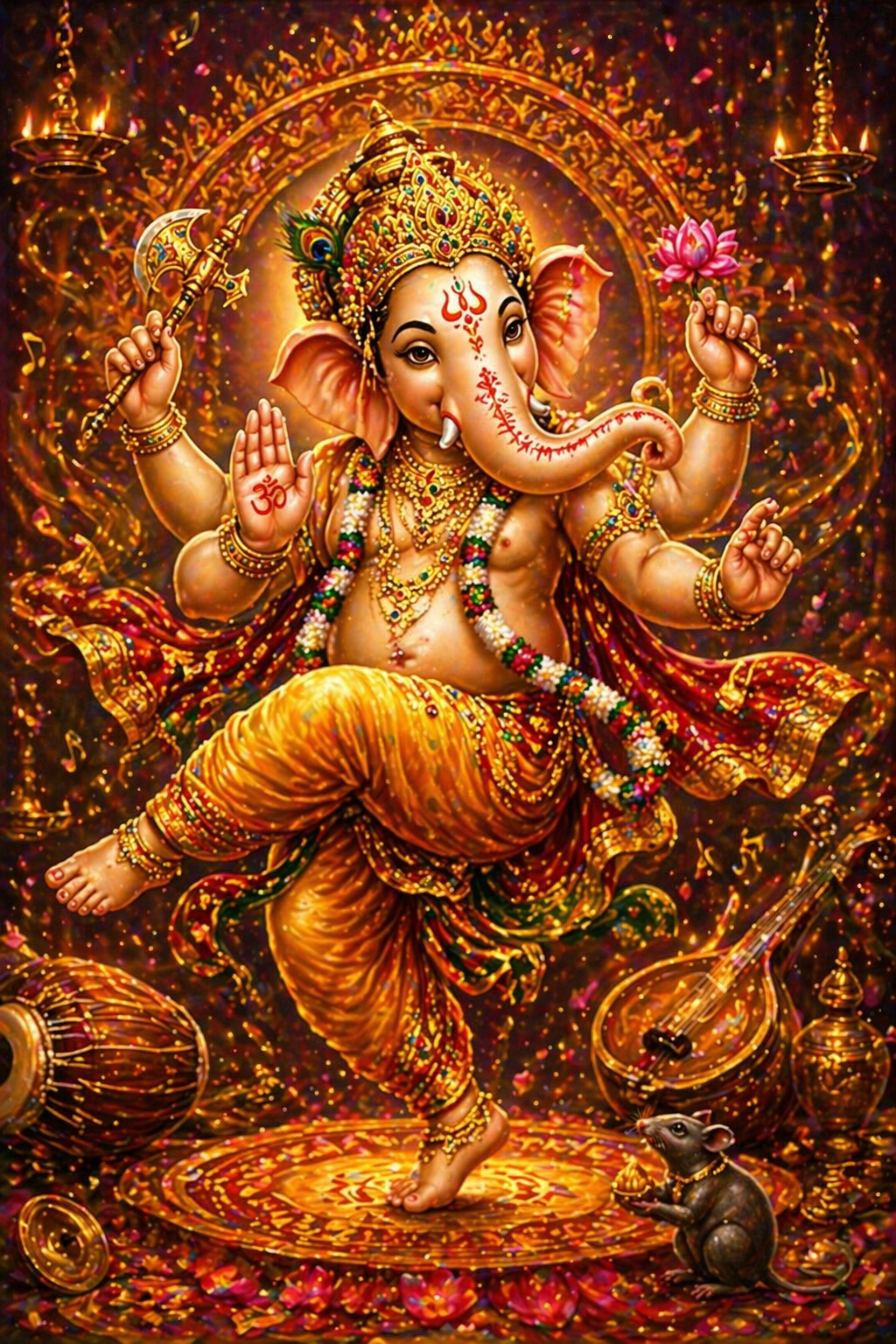 Nritya Ganapati -- Dancing Ganesha Musical Instruments HD Wallpaper