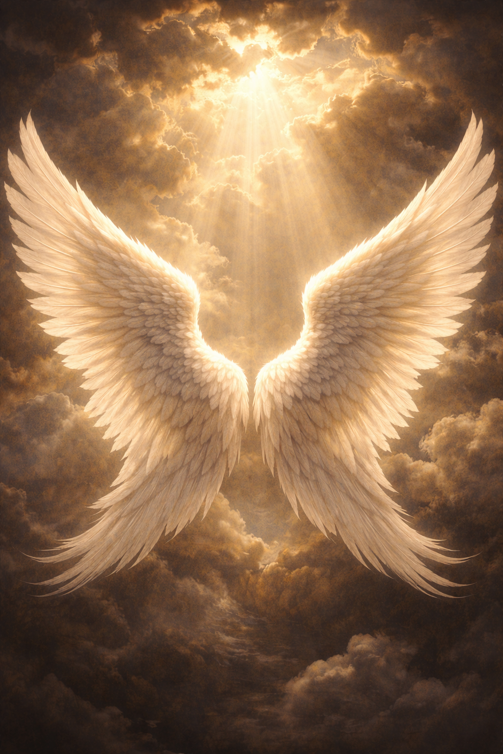 Angel Wings Spread Wide in Golden Divine Light