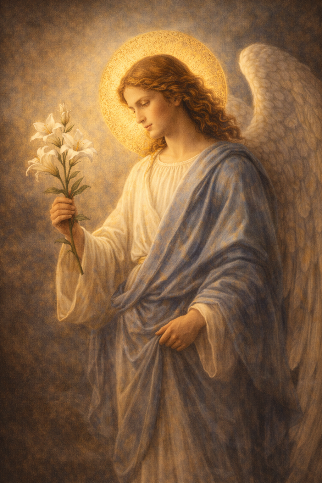Archangel Gabriel with White Lily — Annunciation Angel