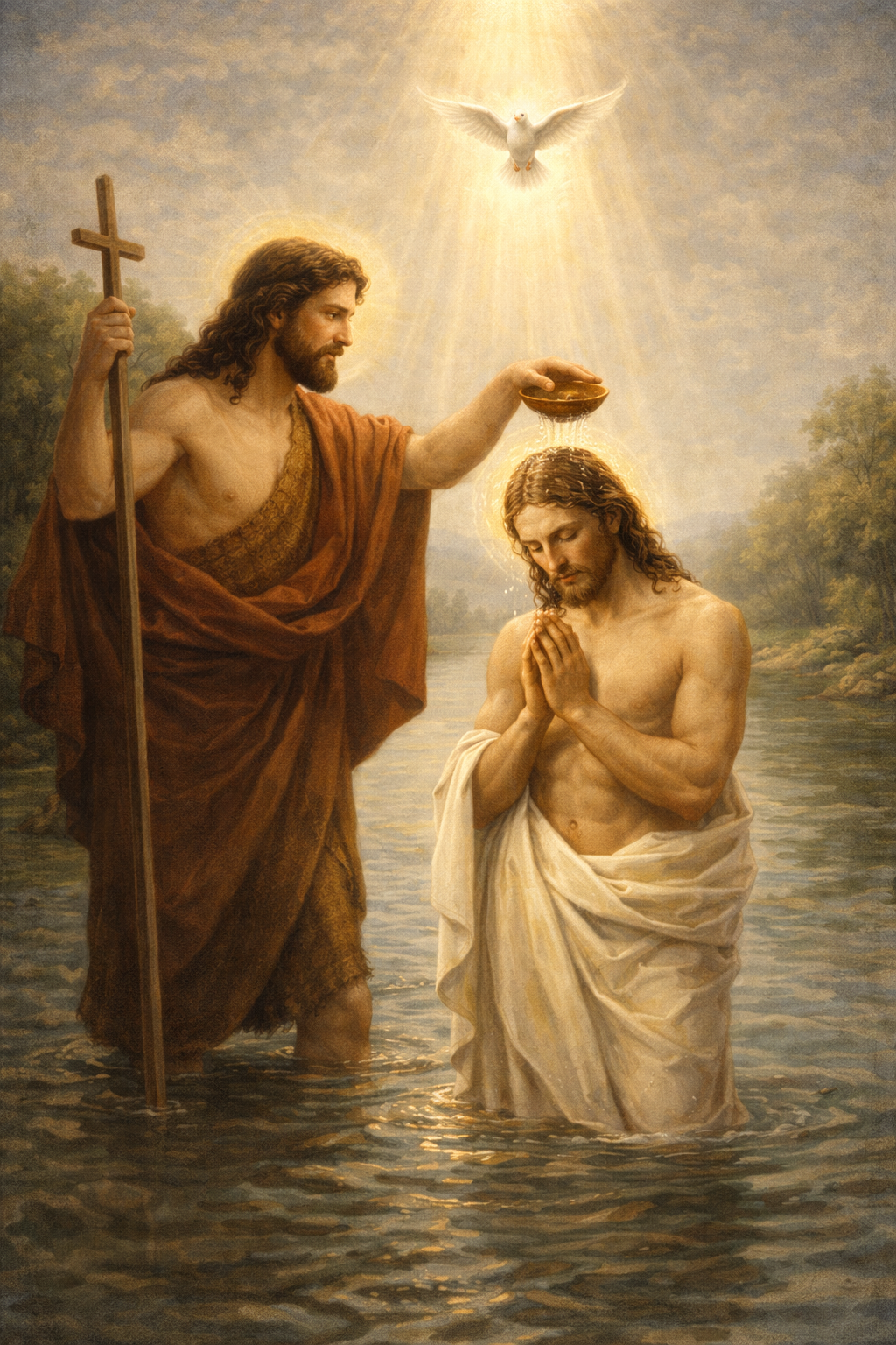 Baptism of Jesus by John the Baptist -- HD Wallpaper