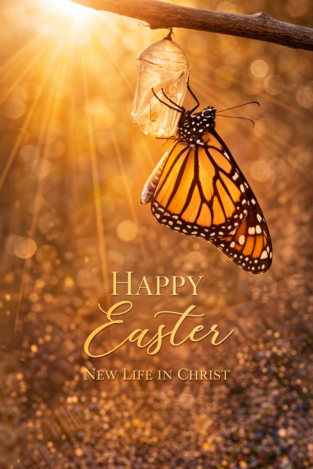 Easter Butterfly Emerging from Cocoon — New Life in Christ