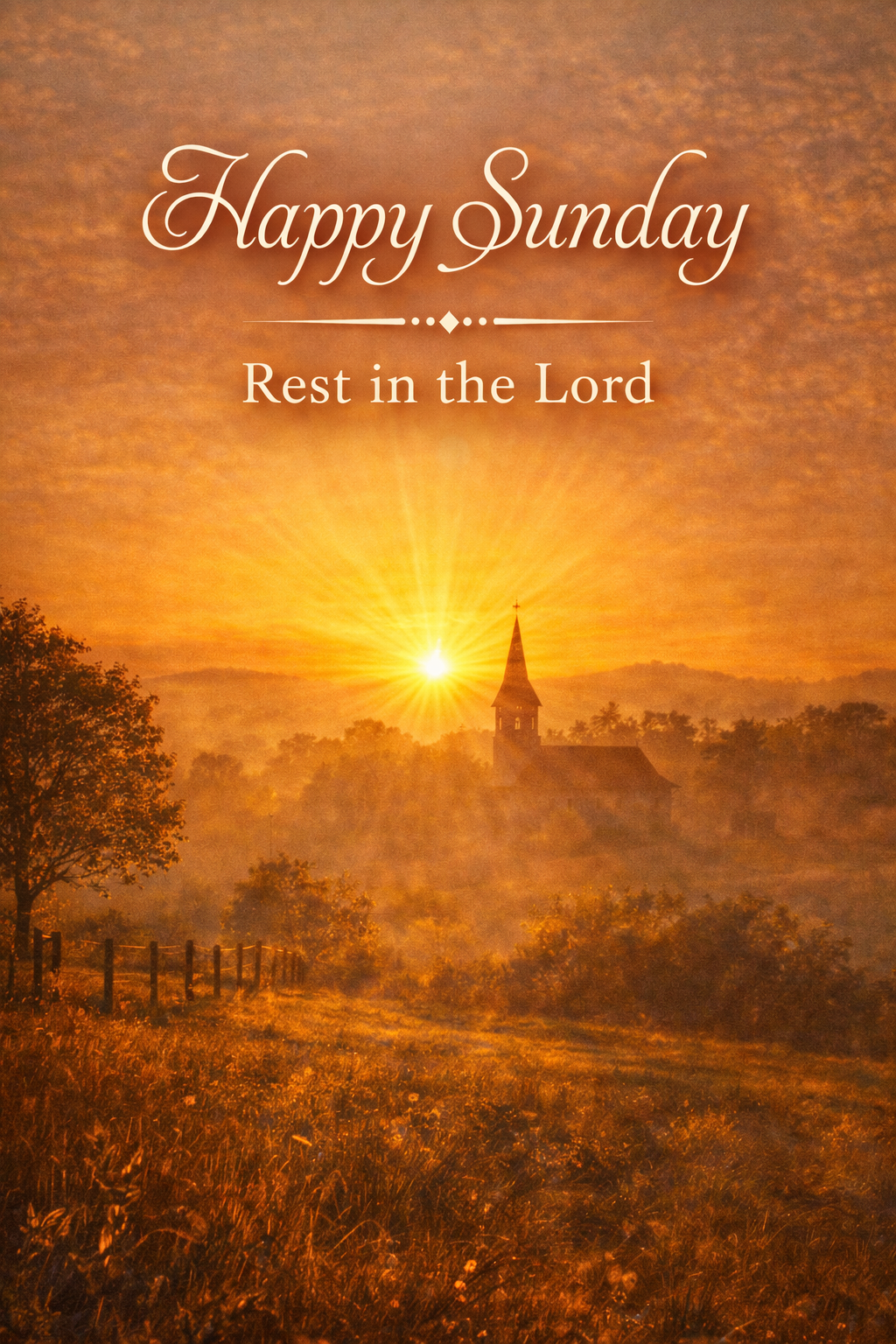 Happy Sunday — Rest in the Lord Countryside Sunrise