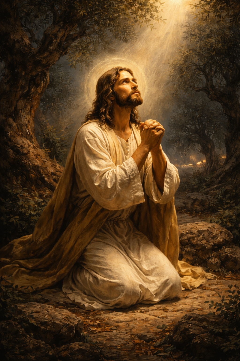 Jesus at Gethsemane — Classical Oil Painting Style