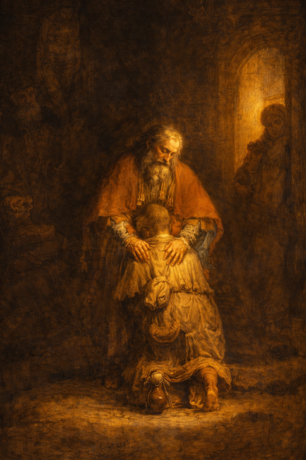 The Prodigal Son -- Rembrandt Style Parable Painting HD Wallpaper