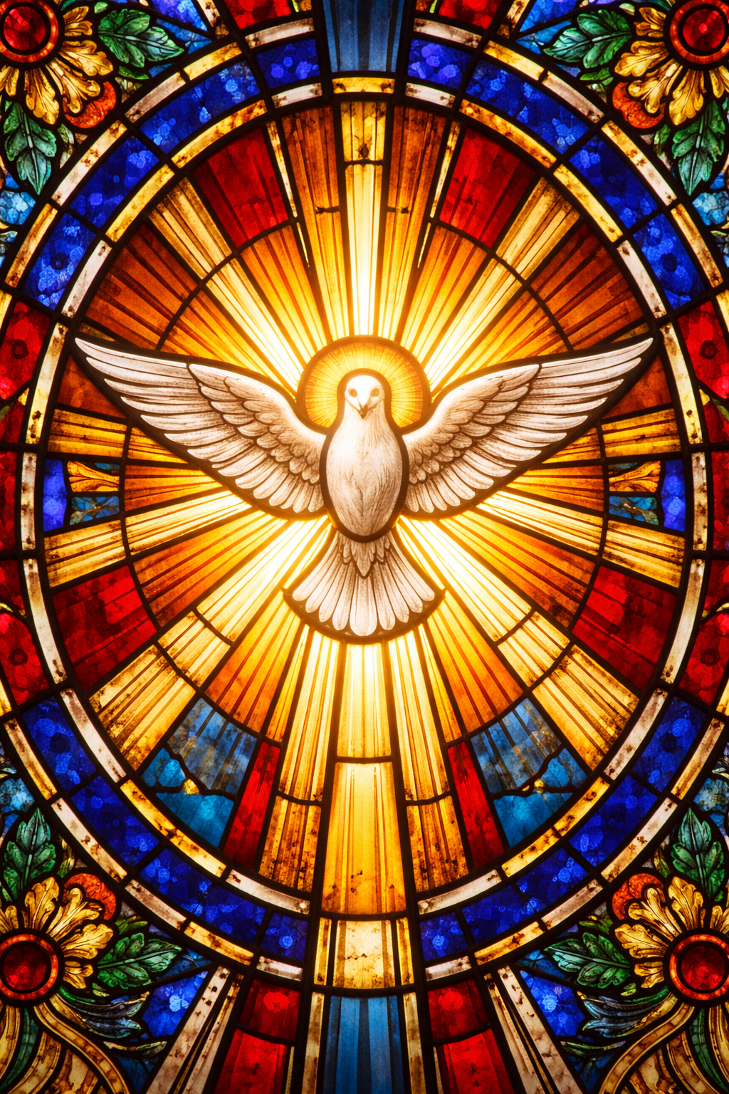 Stained Glass Dove — Holy Spirit Church Window Art