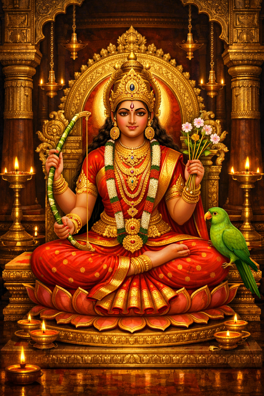 Goddess Kamakshi Amman on Golden Throne