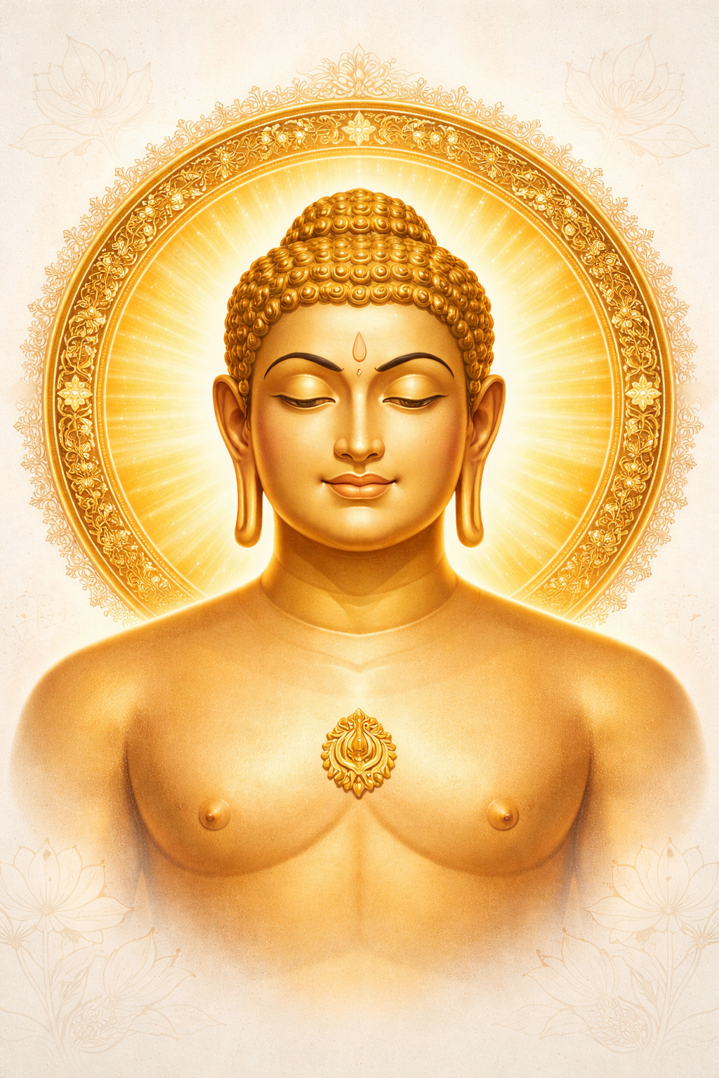Lord Mahavira Portrait Golden Halo HD Wallpaper