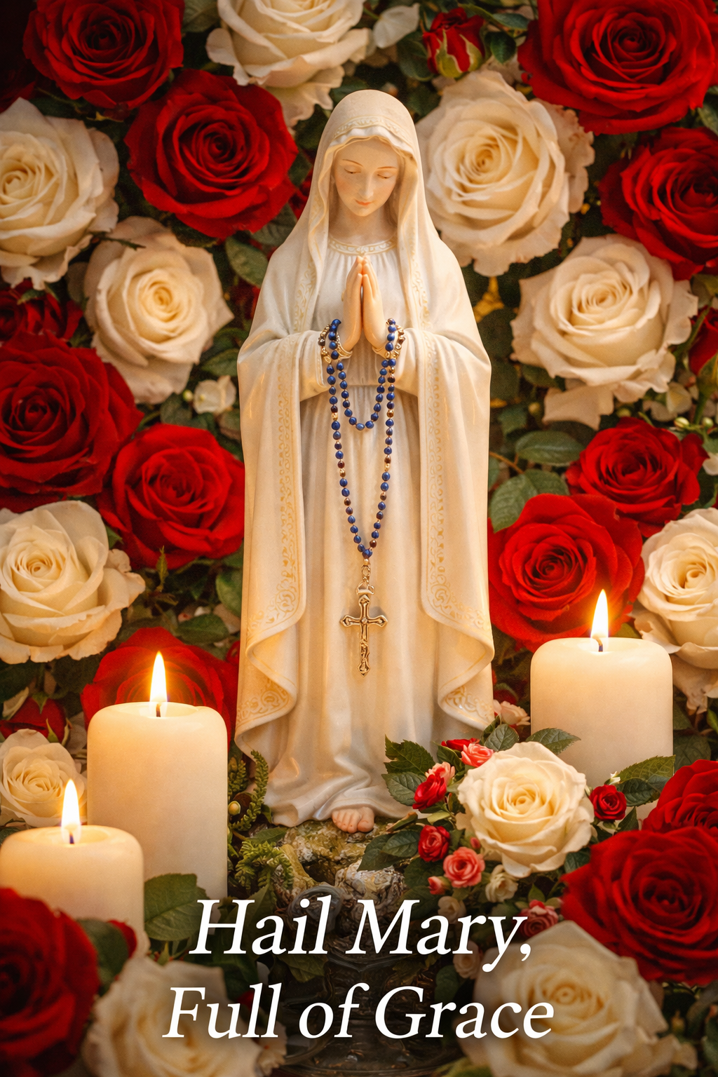 Mother Mary Roses Rosary Devotional -- Vertical HD Wallpaper