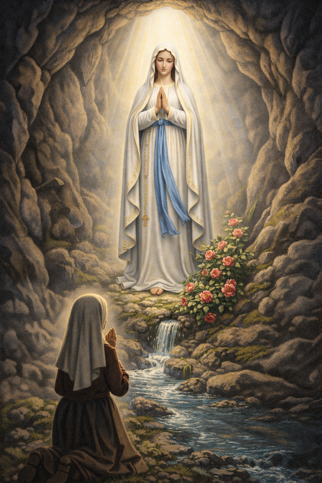 Our Lady of Lourdes Wallpaper HD -- Grotto Apparition Bernadette