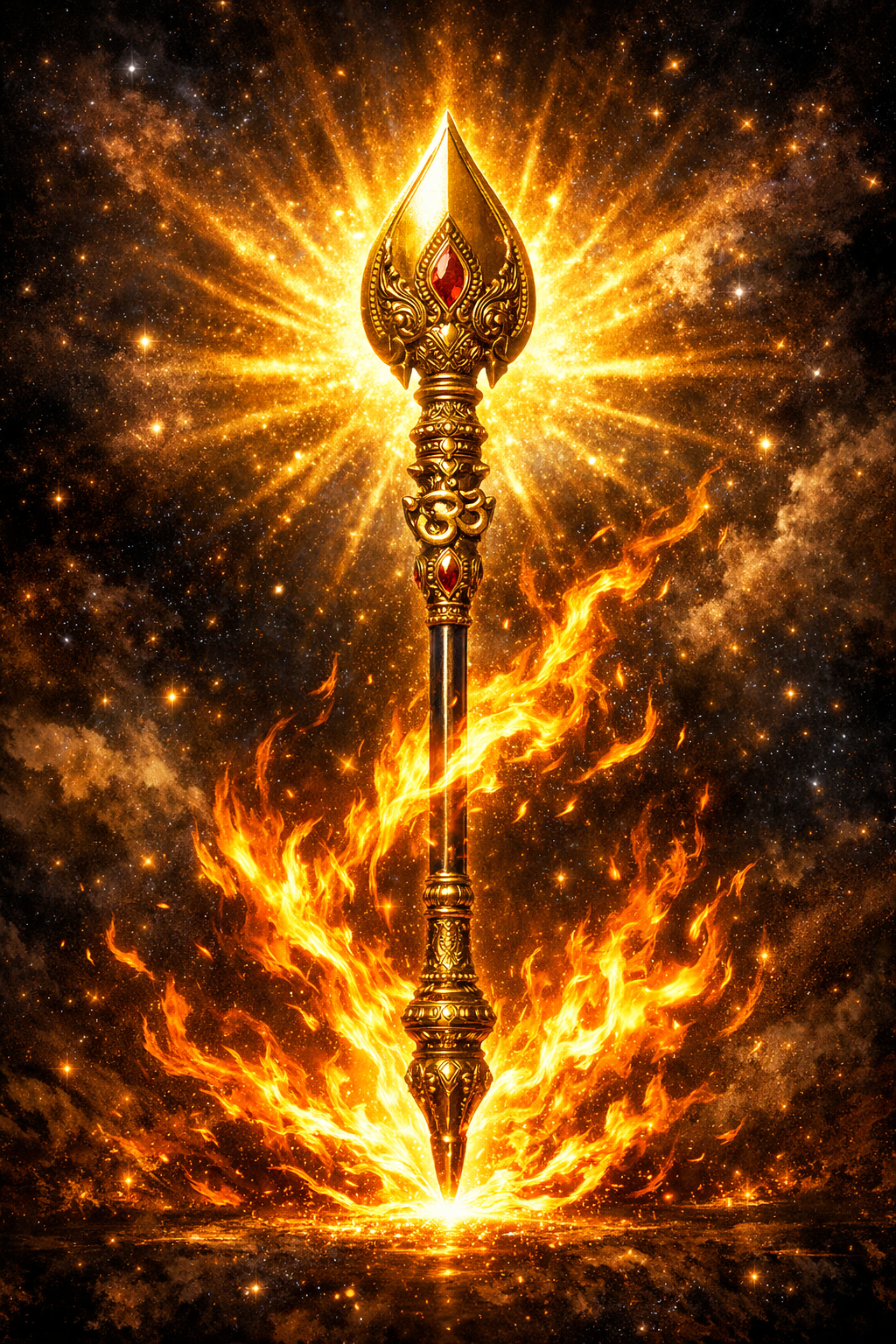 Vel -- Golden Flames Cosmic Dark Background HD Wallpaper