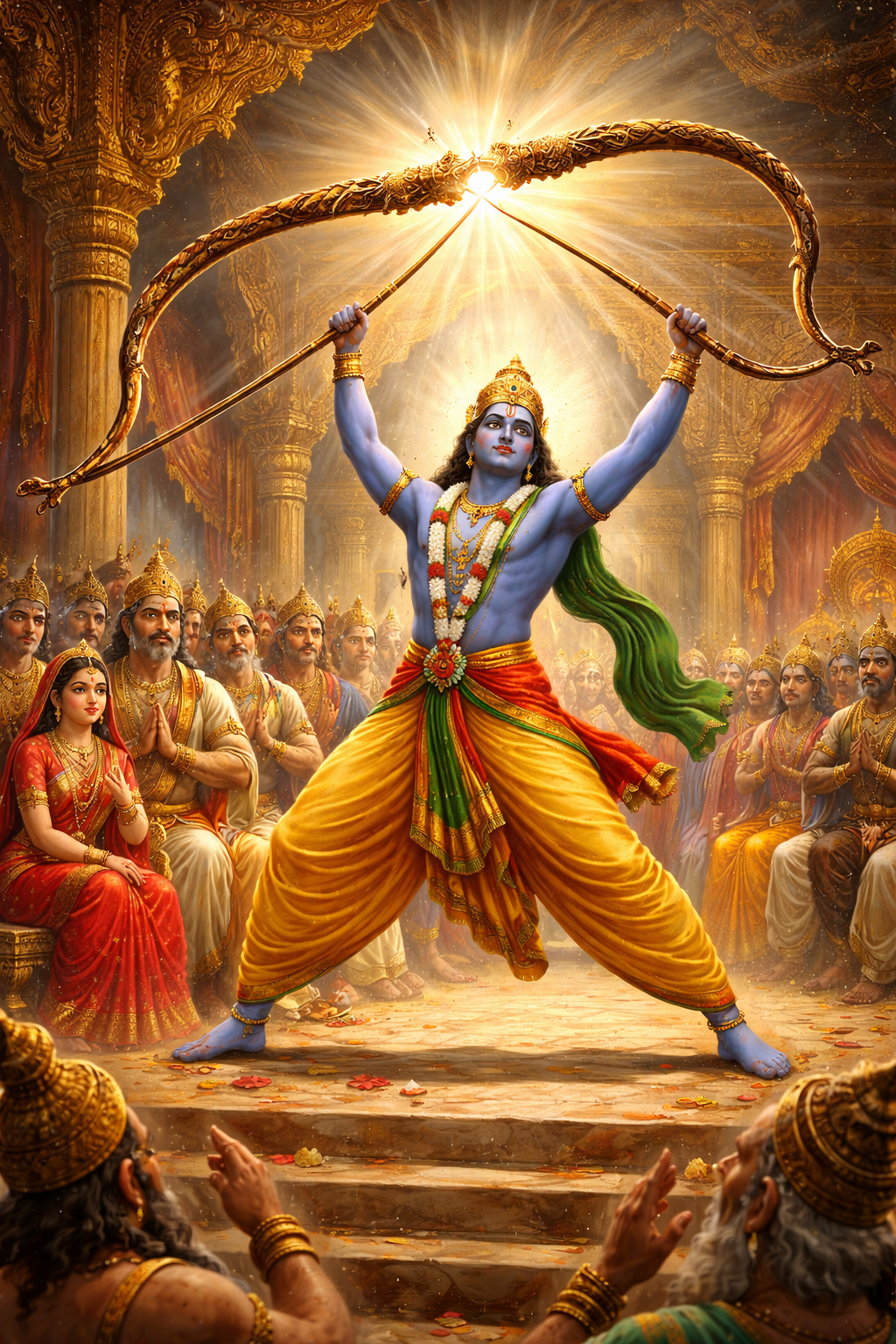 Lord Rama Breaking Shiva's Bow at Sita's Swayamvara