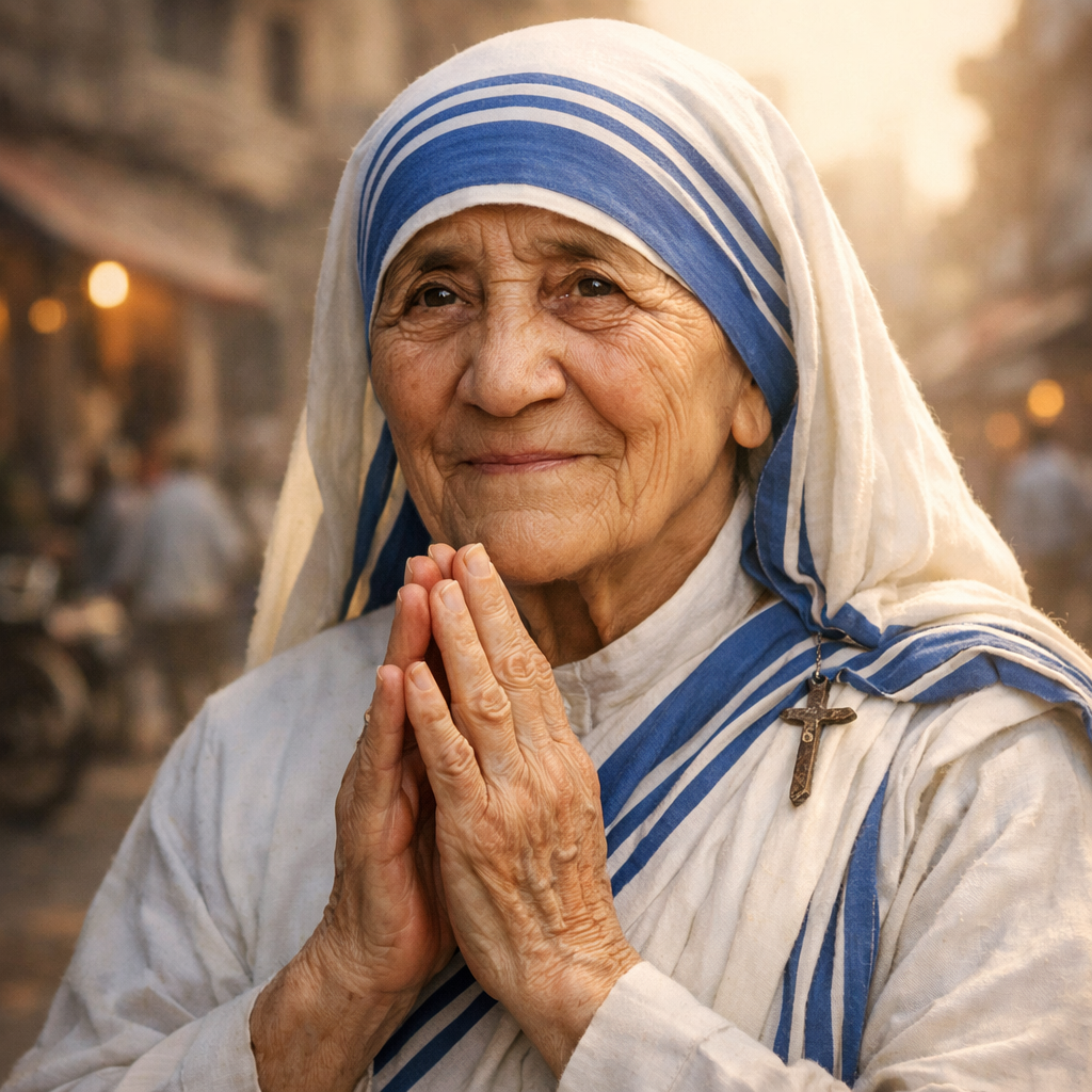 Mother Teresa in Prayer — Compassionate Portrait