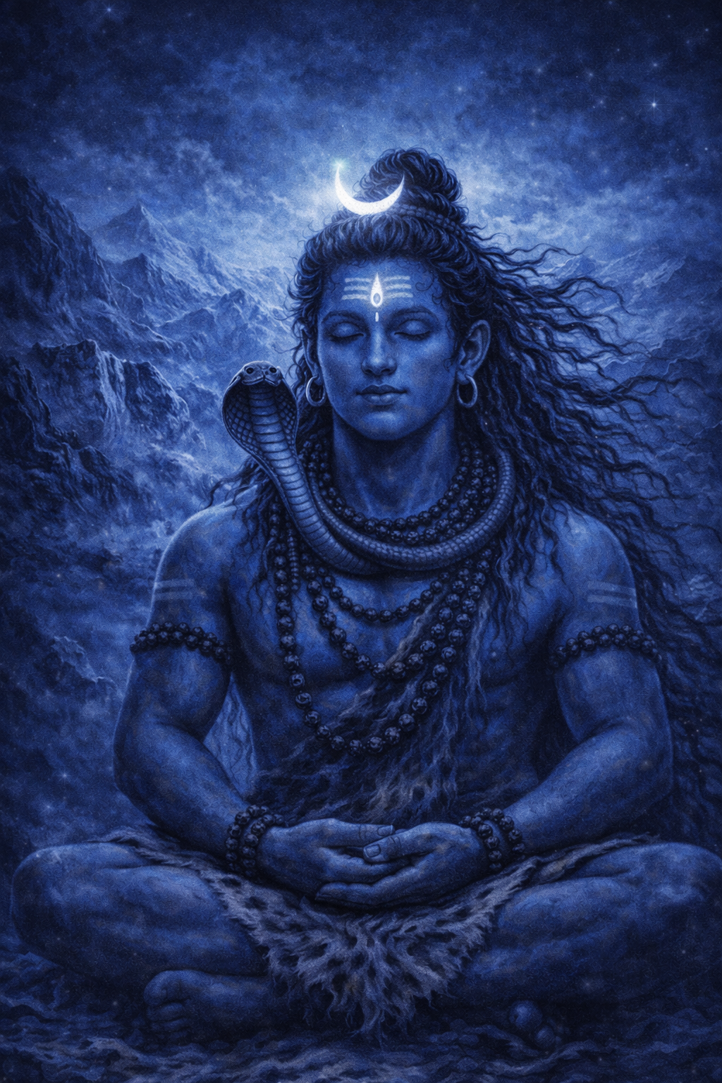 Lord Shiva Blue Wallpaper HD -- Blue Meditation Art