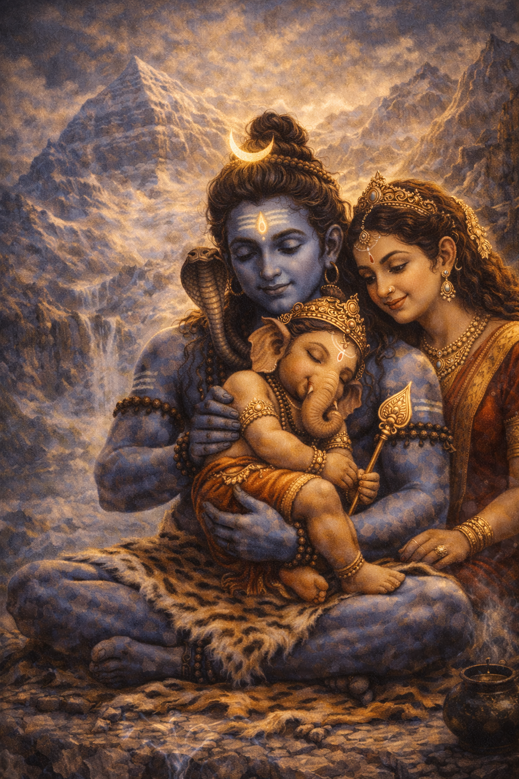 Lord Shiva and Ganesha Wallpaper HD -- Father Holding Son