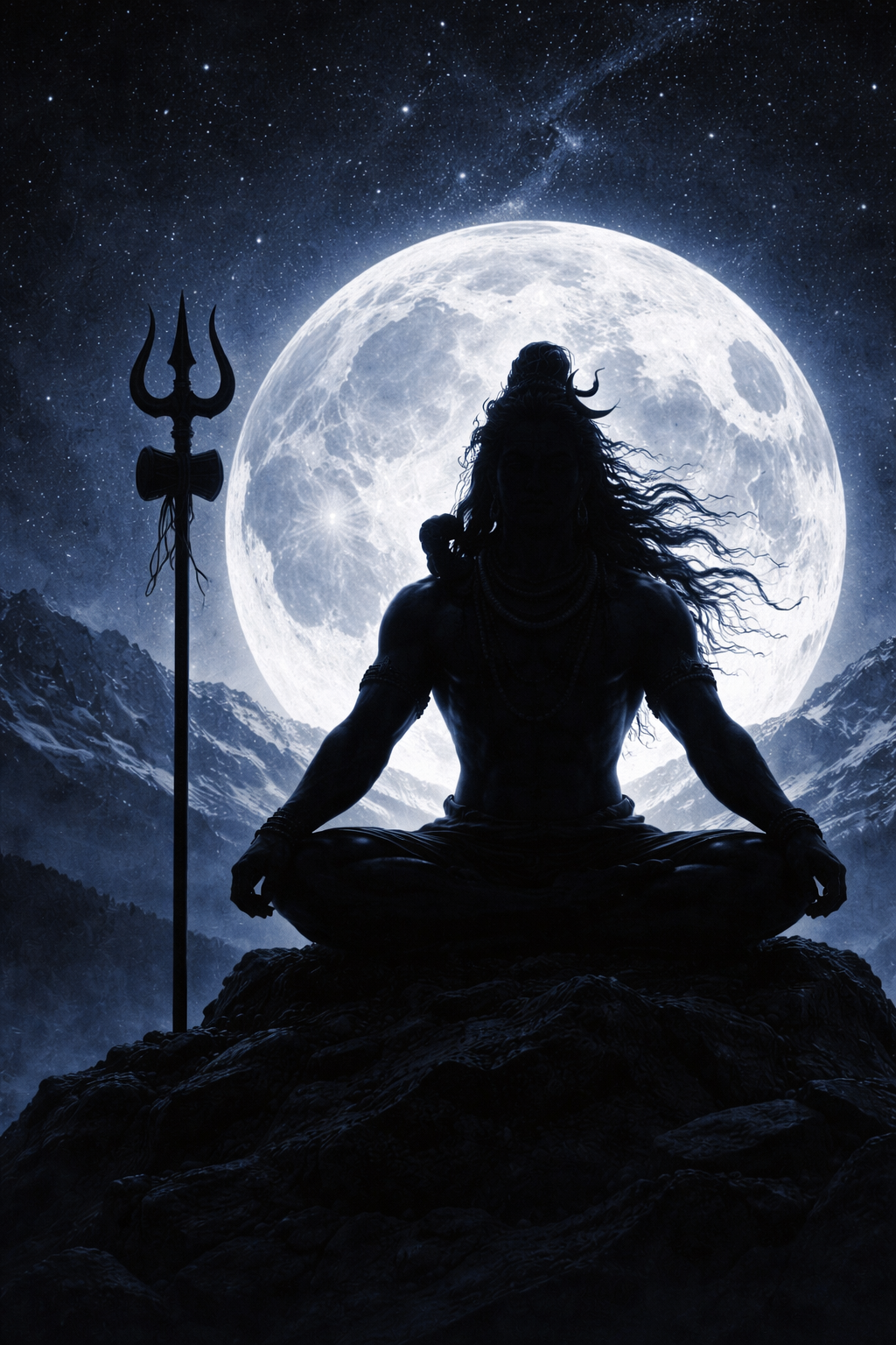 Shiva Wallpaper -- Silhouette Against Full Moon