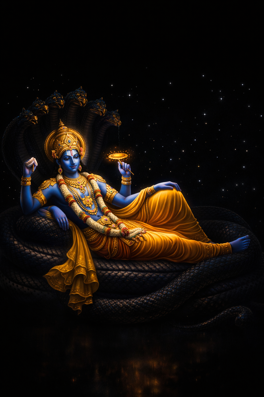 Lord Vishnu Black Wallpaper -- HD Dark Background