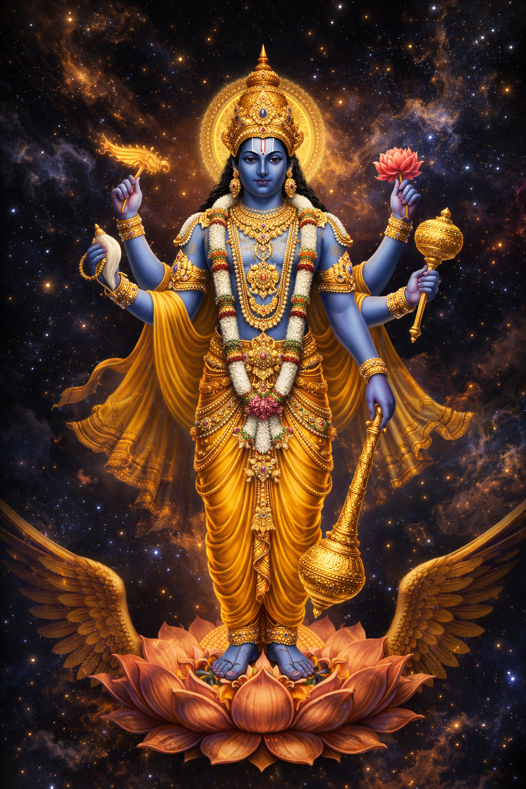 Lord Vishnu Wallpaper HD -- Cosmic Divine Portrait