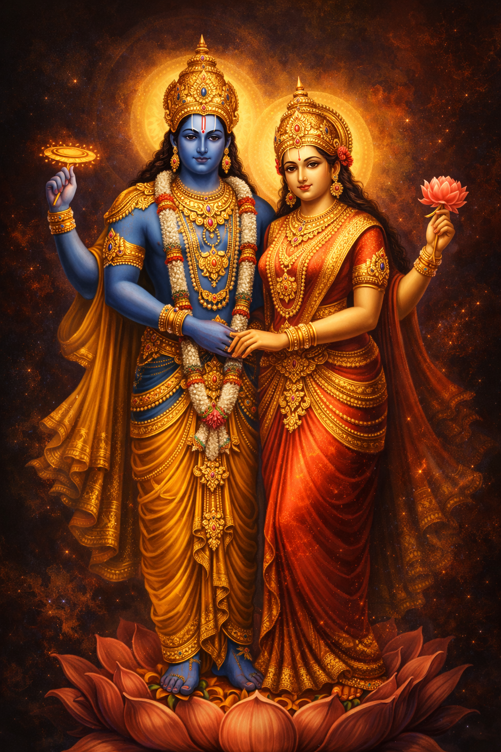 Modern Vishnu Lakshmi Painting -- HD Wallpaper