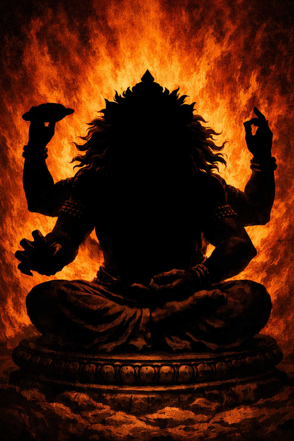 Narasimha Dramatic Silhouette -- Four Arms Against Fire HD