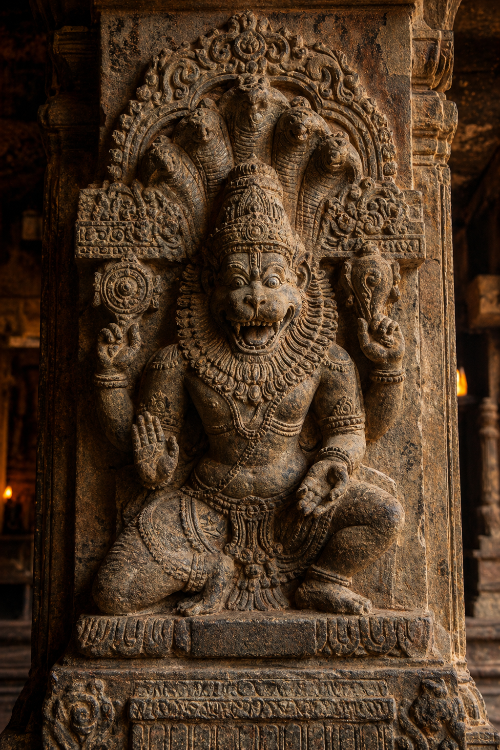 Narasimha Temple Stone Sculpture -- Ancient Carved Relief HD Wallpaper