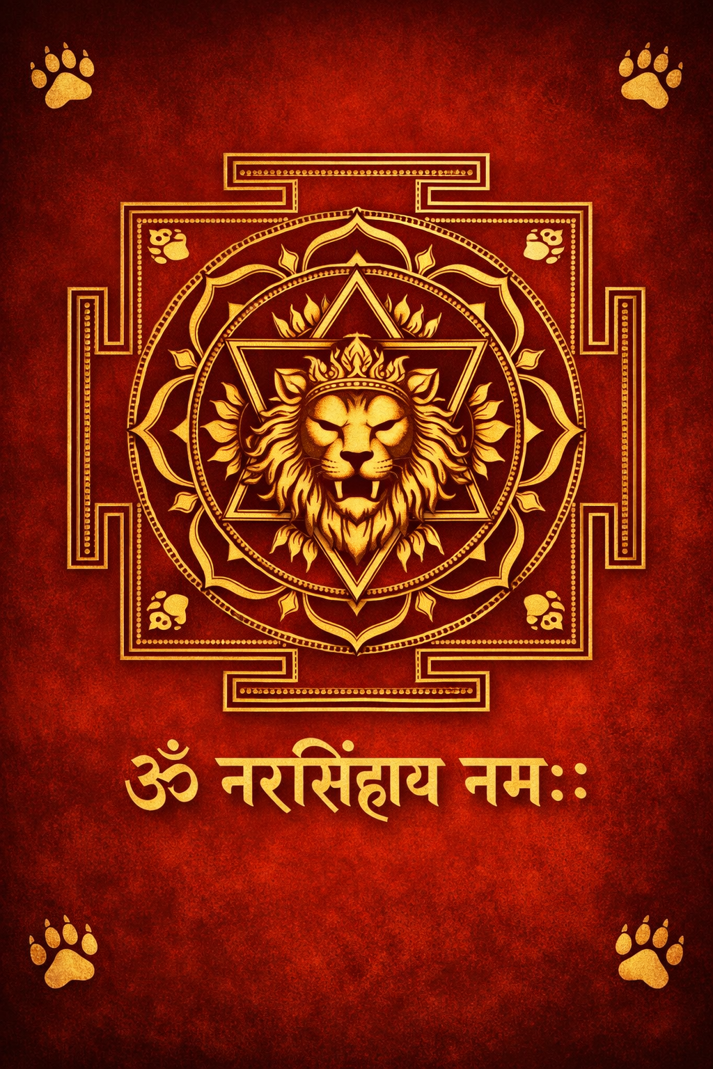 Narasimha Yantra and Mantra -- Gold Sacred Geometry HD Wallpaper