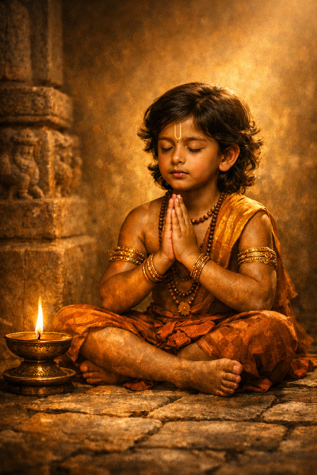 Young Prahlada Praying -- Divine Devotion HD Wallpaper